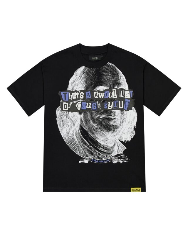 TRAPSTAR X COUGH SYRUP BENJAMIN FRANKLIN TEE - BLACK