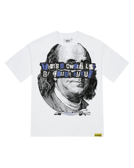 TRAPSTAR X COUGH SYRUP BENJAMIN FRANKLIN TEE - WHITE