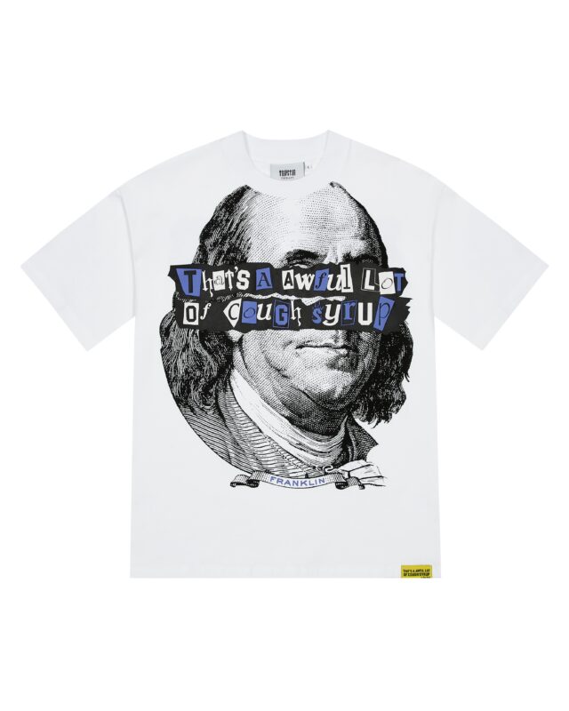 TRAPSTAR X COUGH SYRUP BENJAMIN FRANKLIN TEE - WHITE