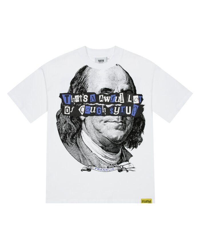 TRAPSTAR X COUGH SYRUP BENJAMIN FRANKLIN TEE - WHITE