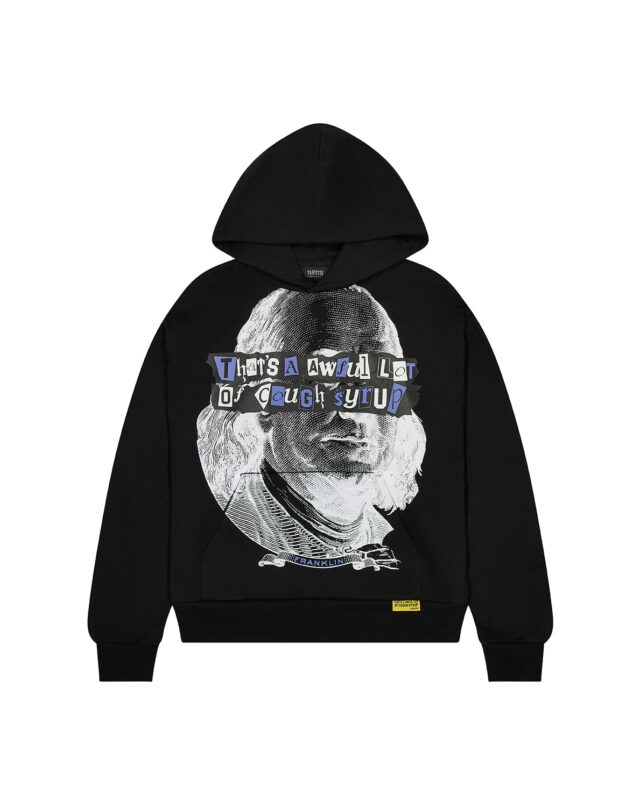 TRAPSTAR X COUGH SYRUP BENJAMIN FRANKLIN HOODIE – BLACK