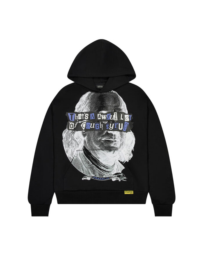 TRAPSTAR X COUGH SYRUP BENJAMIN FRANKLIN HOODIE – BLACK