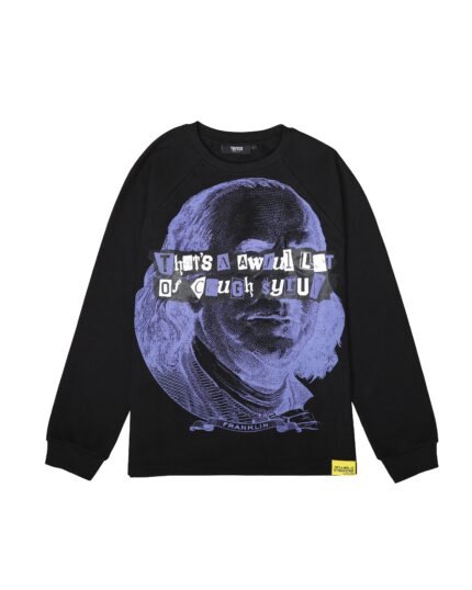 TRAPSTAR X COUGH SYRUP BENJAMIN FRANKLIN LS WAFFLE TEE- BLACK/PURPLE