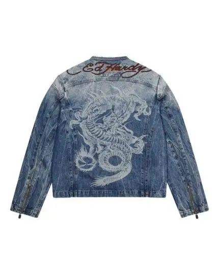TRAPSTAR X ED HARDY DENIM JACKET - BLUE