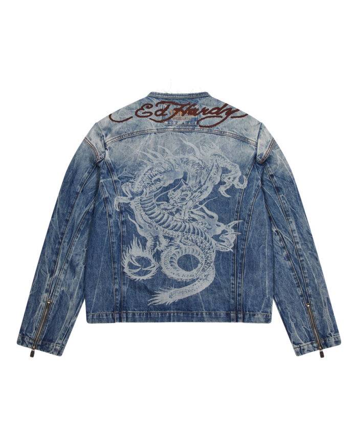 TRAPSTAR X ED HARDY DENIM JACKET - BLUE