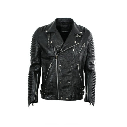 Trapstar Leather Moto Jacket (Black Reptile)